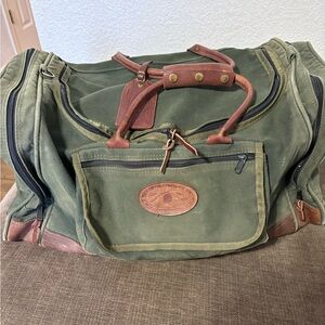 Vintage Orvis Battenkill Green Canvas Duffel Bag Leather Trim